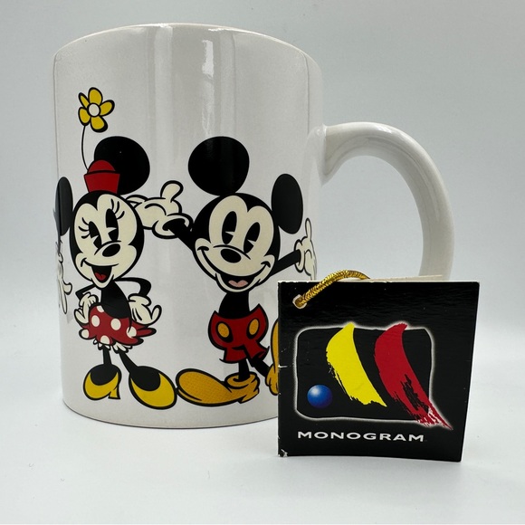 Disney Mickey Mouse Ceramic Coffee Mug 11 oz Capacity White NWT Cartoon Monogram - Picture 7 of 9